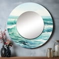thumbnail image 1 of Designart "Green Minimalism Calm Waters" Nautical & Beach Green Large Round Mirror - Round Bedroom Mirror Wall Decor - Coastal Round Printed Mirror - 23" x 23", 1 of 6