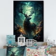 thumbnail image 1 of Designart "Green Moose captivate Forest" Animals Floater Framed Canvas Wall Art, 1 of 7