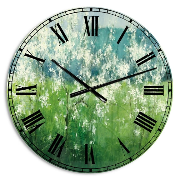 Designart 'Green Mountain Spring' Traditional wall clock