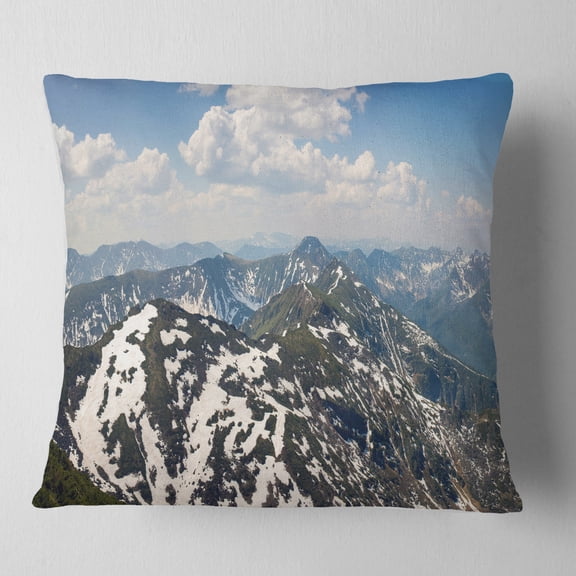 Designart Green Mountains in Spring Panorama - Landscape Printed Throw Pillow - 16x16
