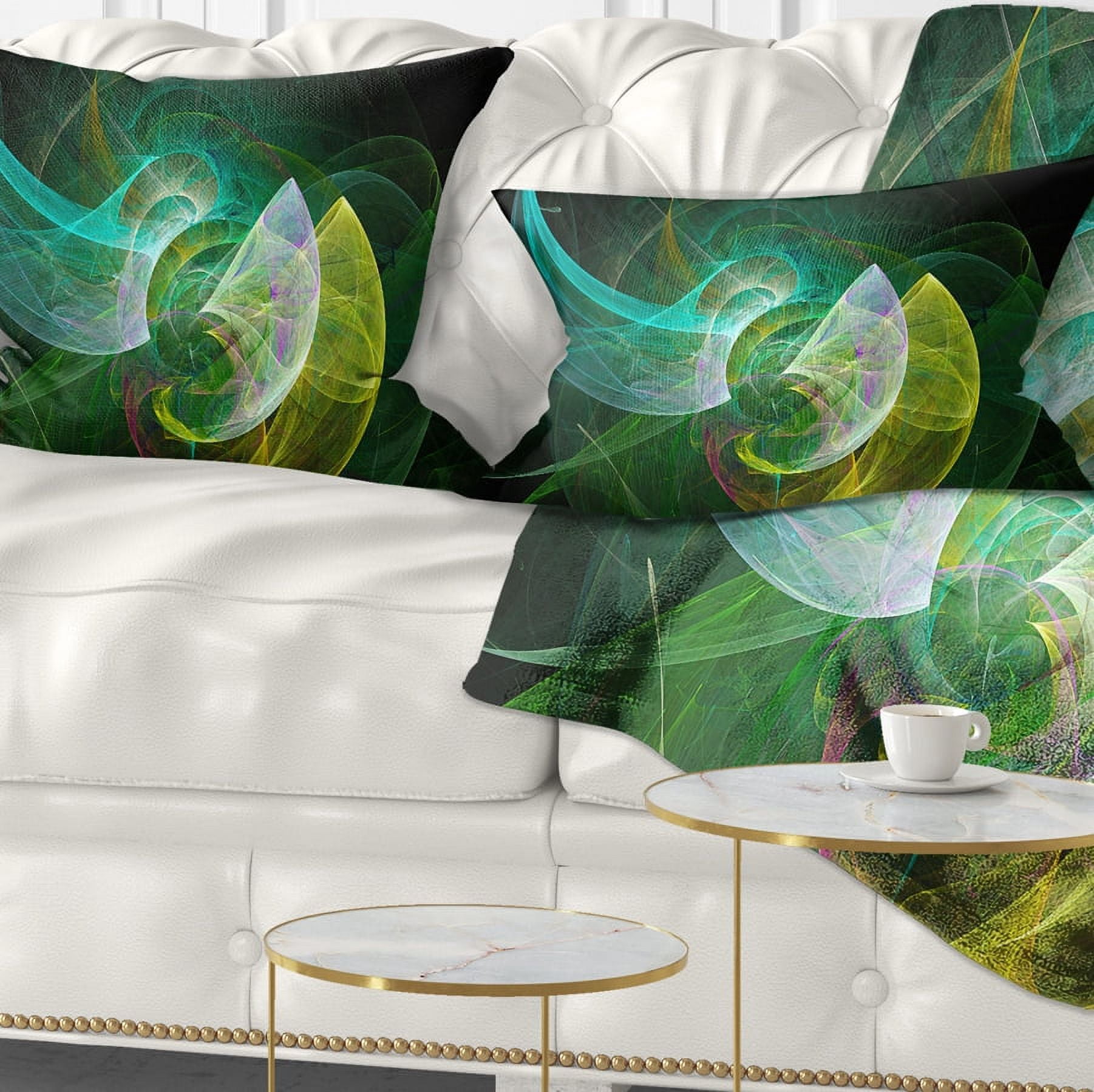 Designart Green Mystic Psychedelic Texture - Abstract Throw Pillow - 12x20