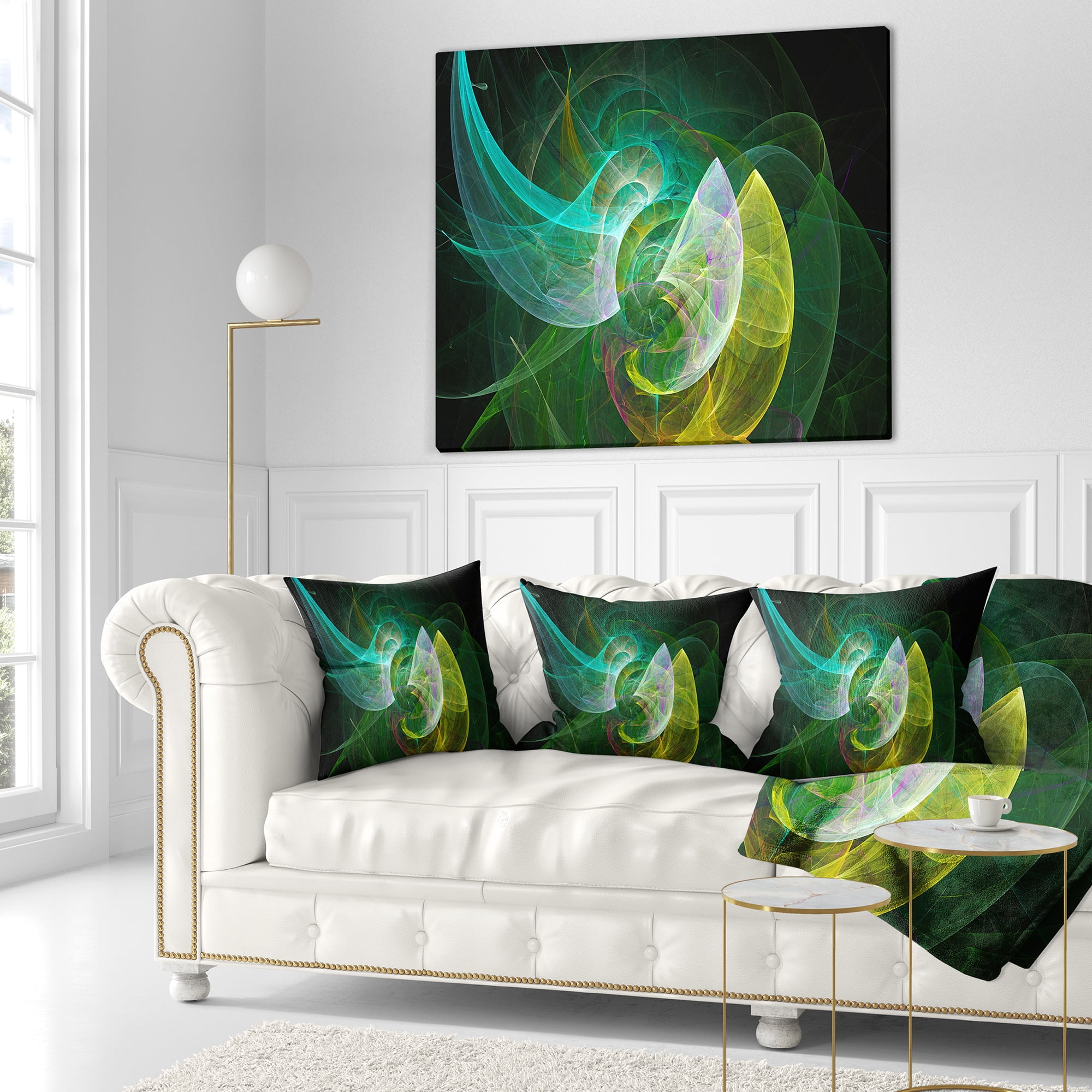Designart Green Mystic Psychedelic Texture - Abstract Throw Pillow - 16x16