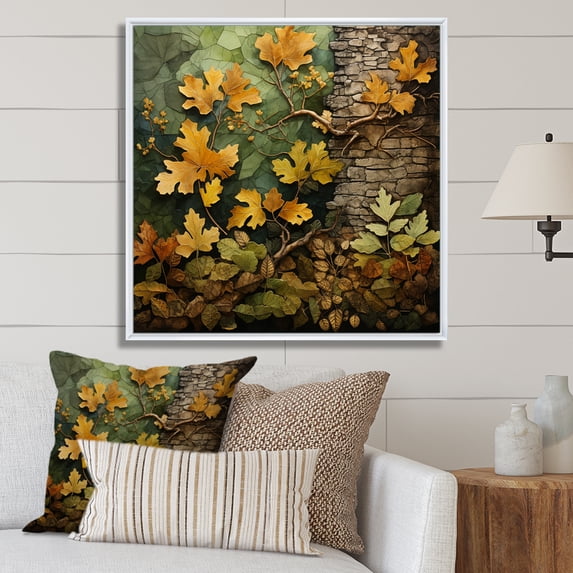 Designart "Green Oak Tree Of History IV" Tree Oak Floater Framed Canvas Art Print