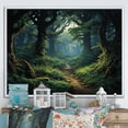 thumbnail image 1 of Designart "Green Oak Tree Shadows I" Landscapes Floater Framed Wall Art Living Room, 1 of 7