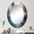 thumbnail image 1 of Designart "Green Orange Bold Abstract Flow composition I" Abstract Collages Round Wall Mirror - Modern Oval Printed Decorative Oversized Mirror - Multiple Color Options, 1 of 4