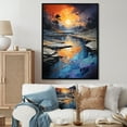 thumbnail image 1 of Designart "Green Orange Bold Abstract Flow composition II" Abstract Collages Floater Framed Wall Art Print, 1 of 7