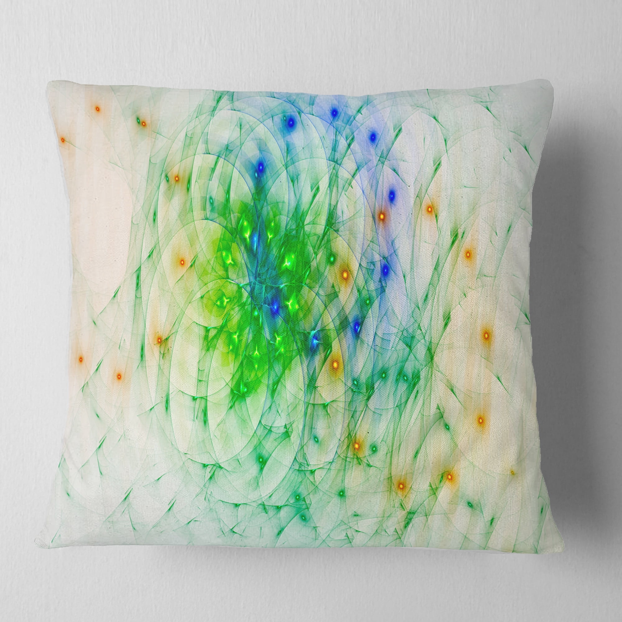 Designart Green Outline of Fractal Colors - Abstract Throw Pillow - 18x18