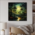 thumbnail image 1 of Designart "Green Palm Trees Painting I" Floral Metal Art Living Room, 1 of 1