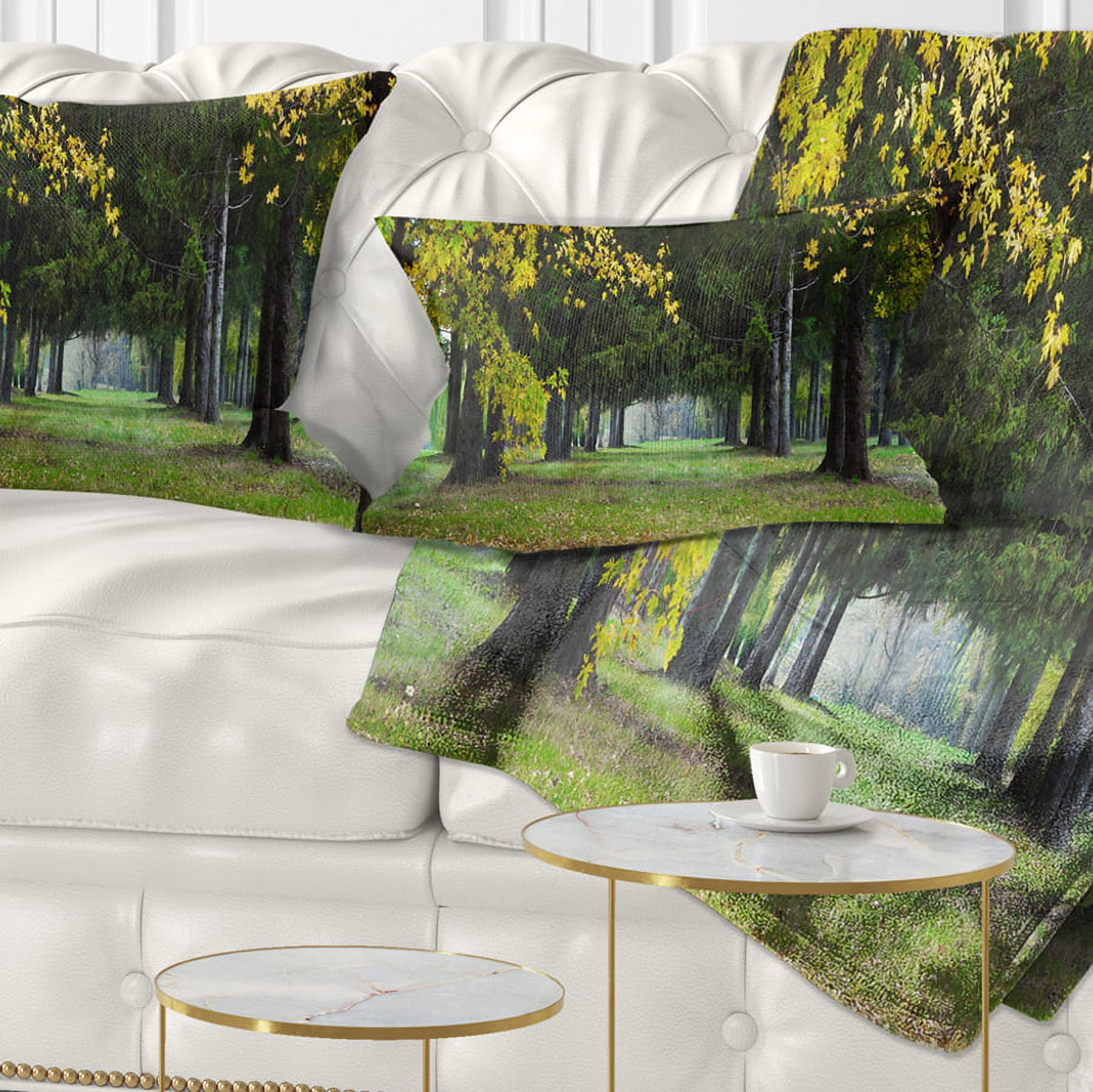 Designart Green Park in Autumn - Landscape Photography Throw Pillow - 12x20