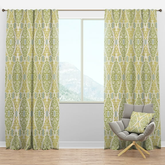Designart 'Green Pattern In Eastern Style' Mid-Century Modern Blackout Curtain Panel