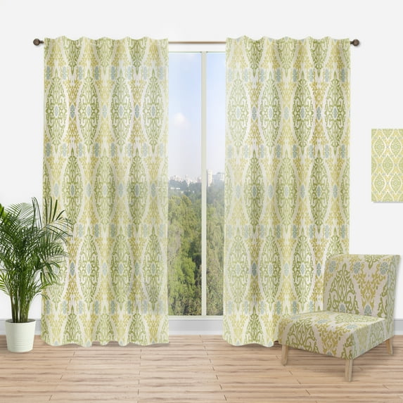 Designart 'Green Pattern In Eastern Style' Mid-Century Modern Curtain Panel