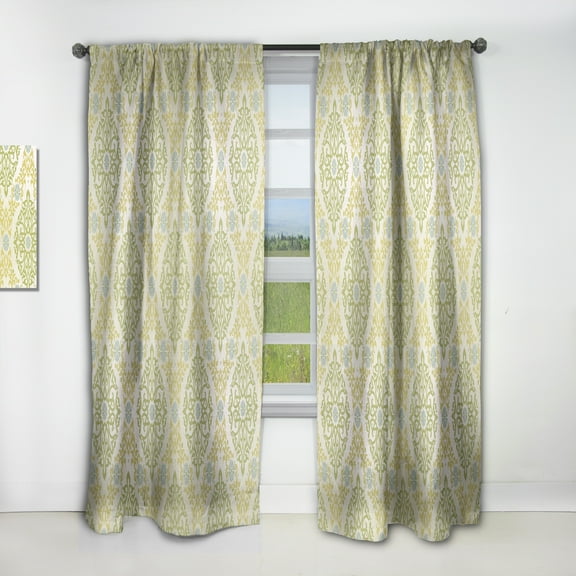 Designart 'Green Pattern In Eastern Style' Mid-Century Modern Curtain Panel