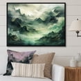 thumbnail image 1 of Designart "Green Peaks Percolated By Mountains I" Landscape Mountains Floater Framed Wall Decor, 1 of 5