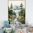 thumbnail image 1 of Designart "Green Pine Tree magic Guardians I" Floral Floater Framed Canvas Print, 1 of 7