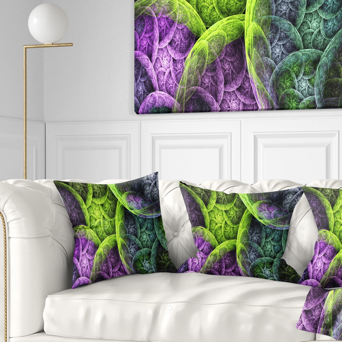Designart Green Pink Colorful Clouds - Abstract Throw Pillow - 16x16