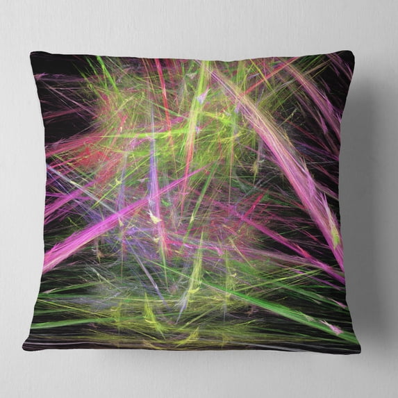 Designart Green Pink Magical Fractal Pattern - Abstract Throw Pillow - 18x18