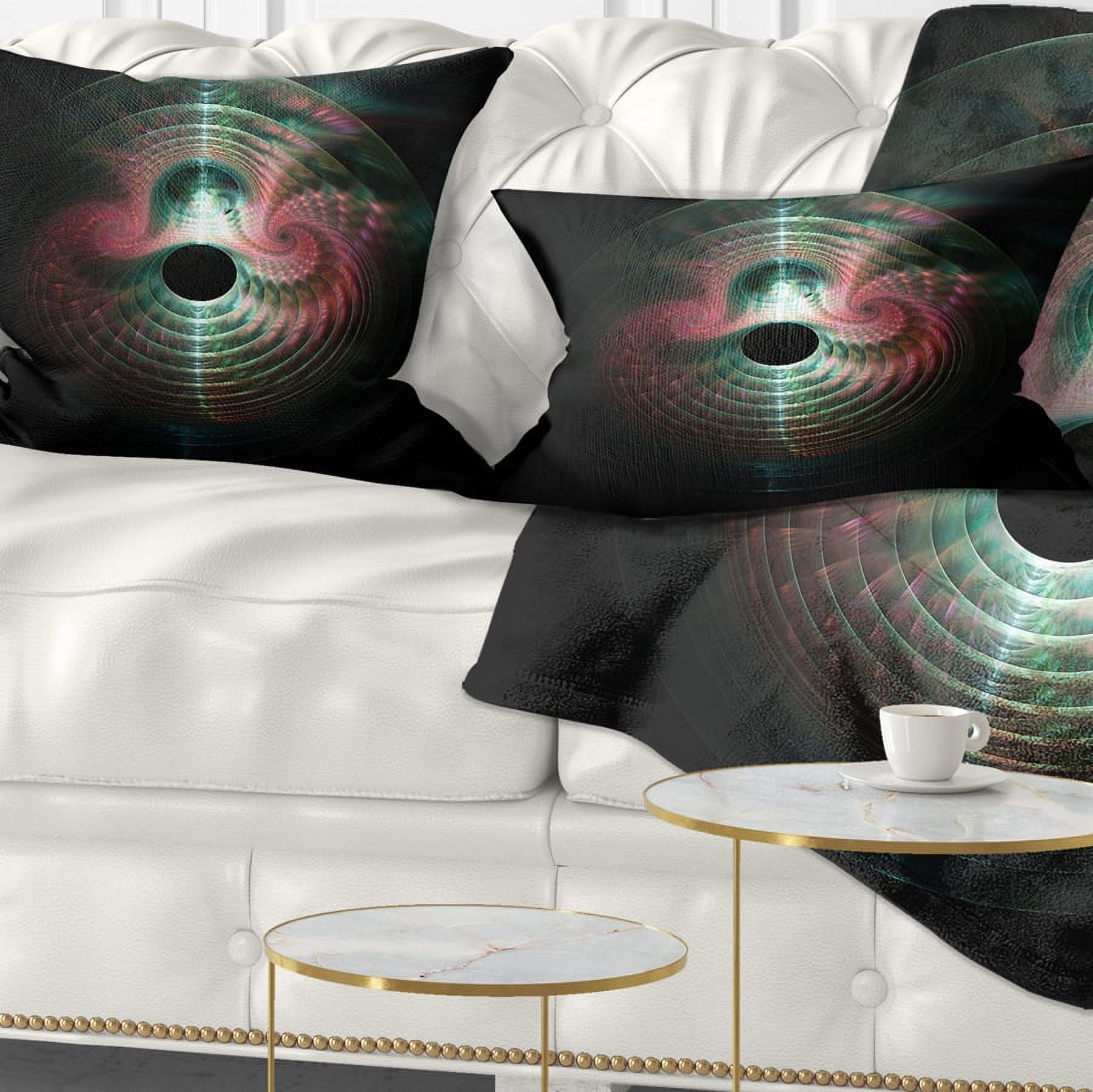 Designart Green Pink Magical Lights - Abstract Throw Pillow - 12x20