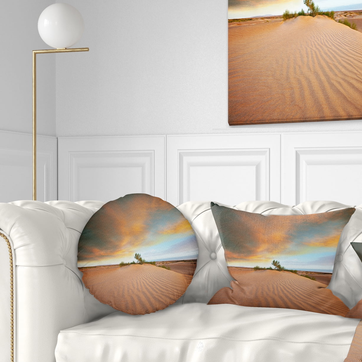 Designart Green Plants in Wide Desert - African Landscape Printed Throw Pillow - 12x20