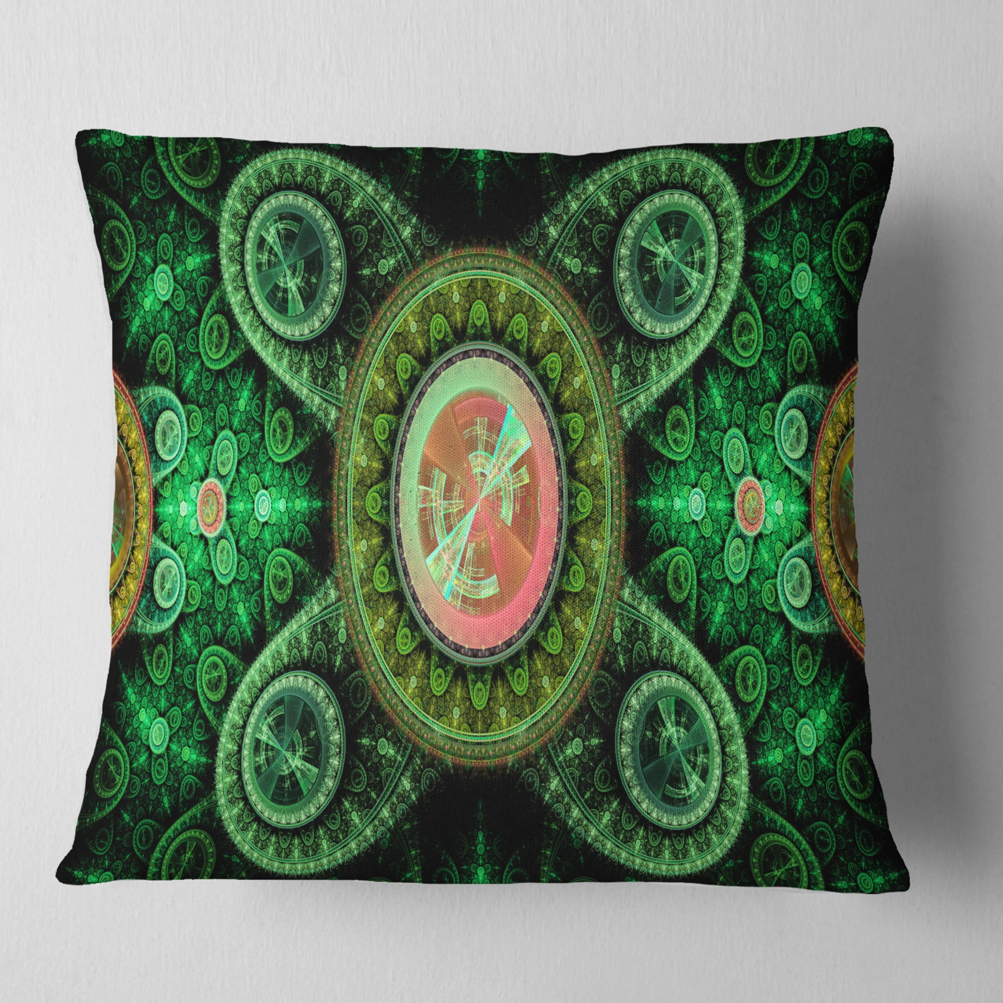 Designart Green Psychedelic Relaxing Art - Abstract Throw Pillow - 16x16