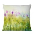 thumbnail image 1 of Designart Green Purple Abstract Cosmos of Flowers - Flower Throw Pillow - 16x16, 1 of 1