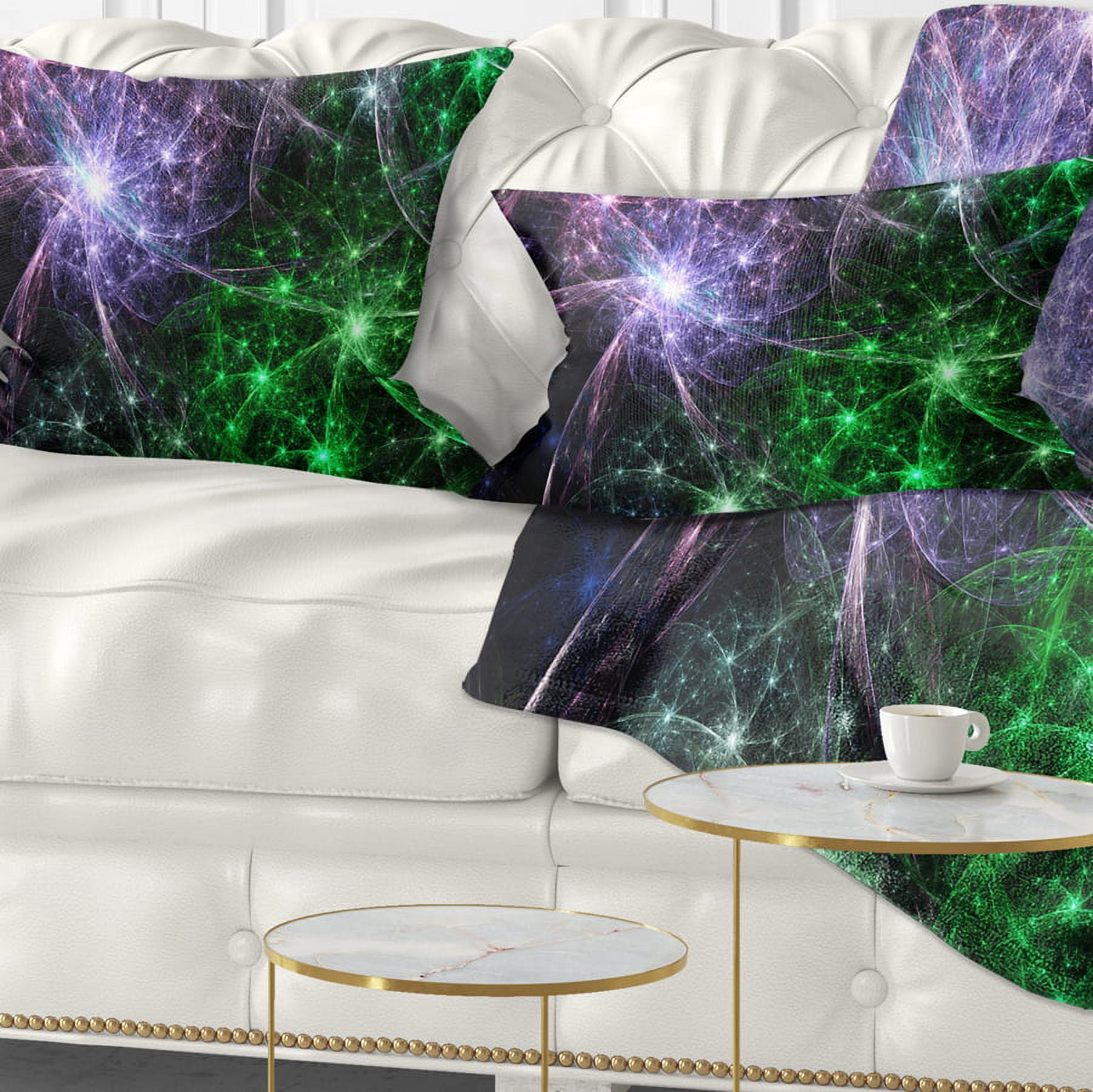 Designart Green Purple Colorful Fireworks - Abstract Throw Pillow - 12x20