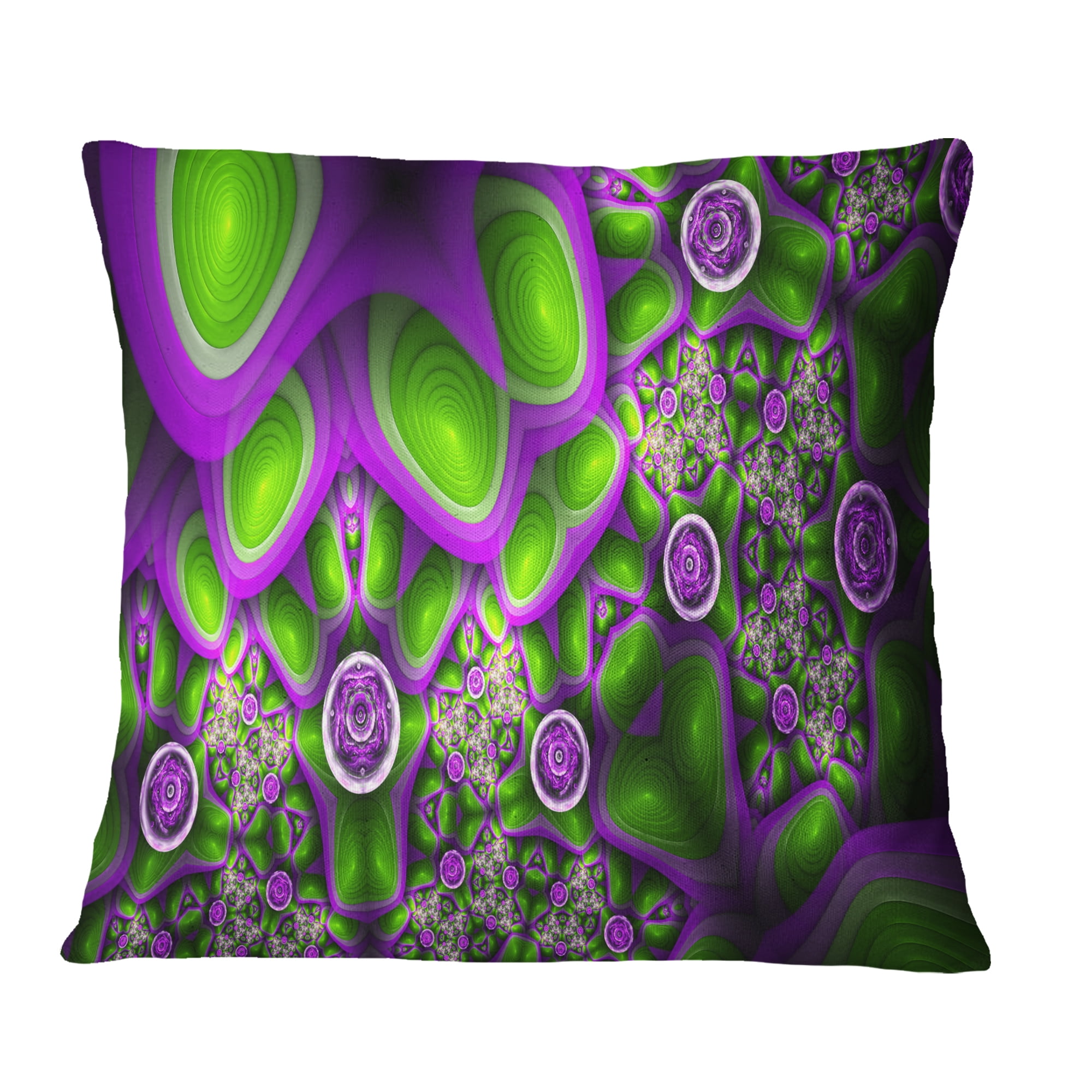 Designart Green Purple Exotic Pattern - Abstract Throw Pillow - 18x18