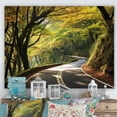 thumbnail image 1 of Designart "Green Road Leading into the Forest II" Landscapes Wall Art - Modern Yellow Road Bedroom Canvas Wall Art, 1 of 4