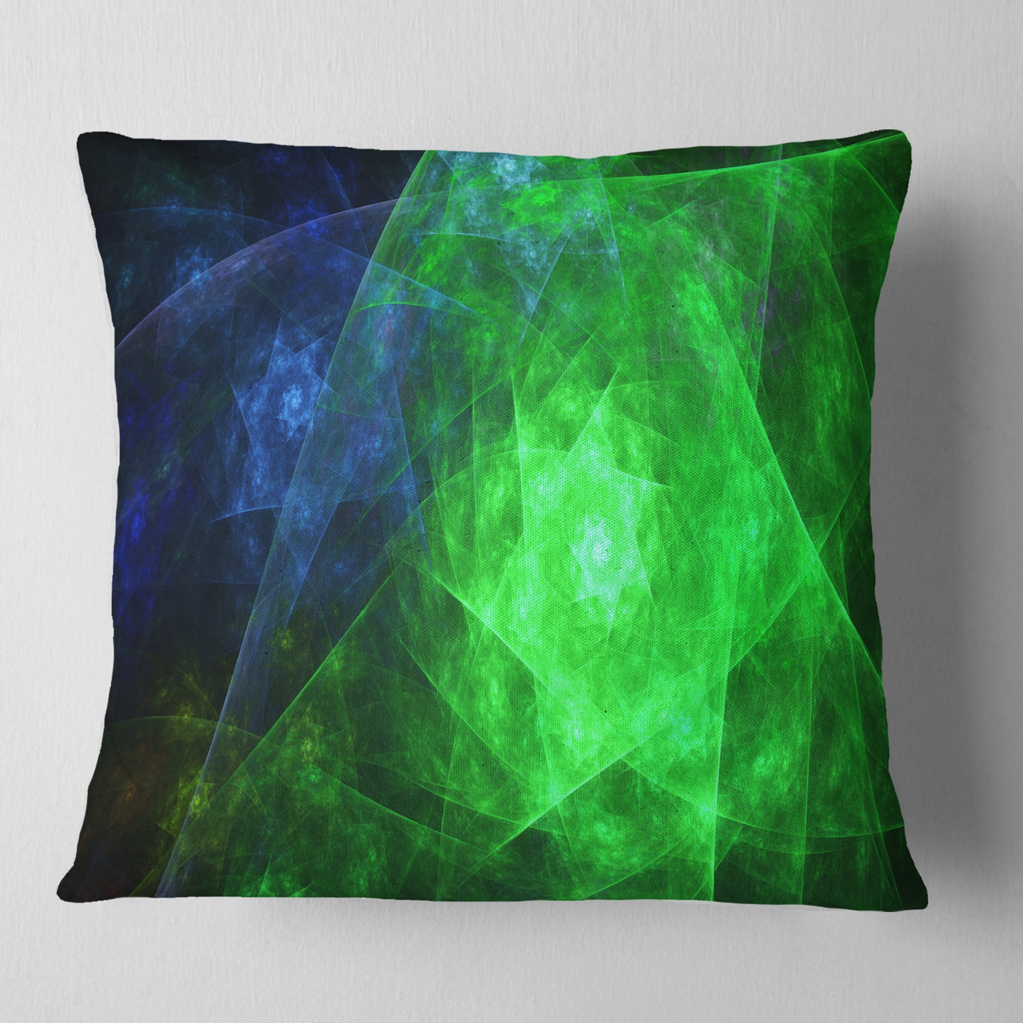 Designart Green Rotating Polyhedron - Abstract Throw Pillow - 18x18