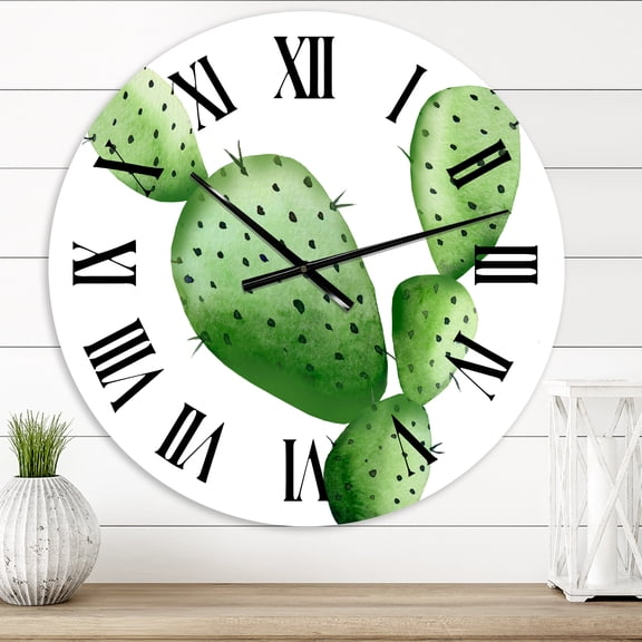 Designart 'Green Southwestern Cactus' Tropical Wall Clock