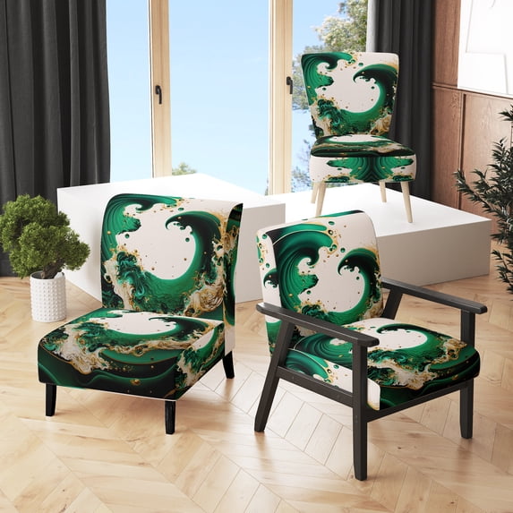 Designart "Green Spiral Pattern" Upholstered Modern & Contemporary Accent Chair and Abstract Arm Chair - Multiple Color & Pattern