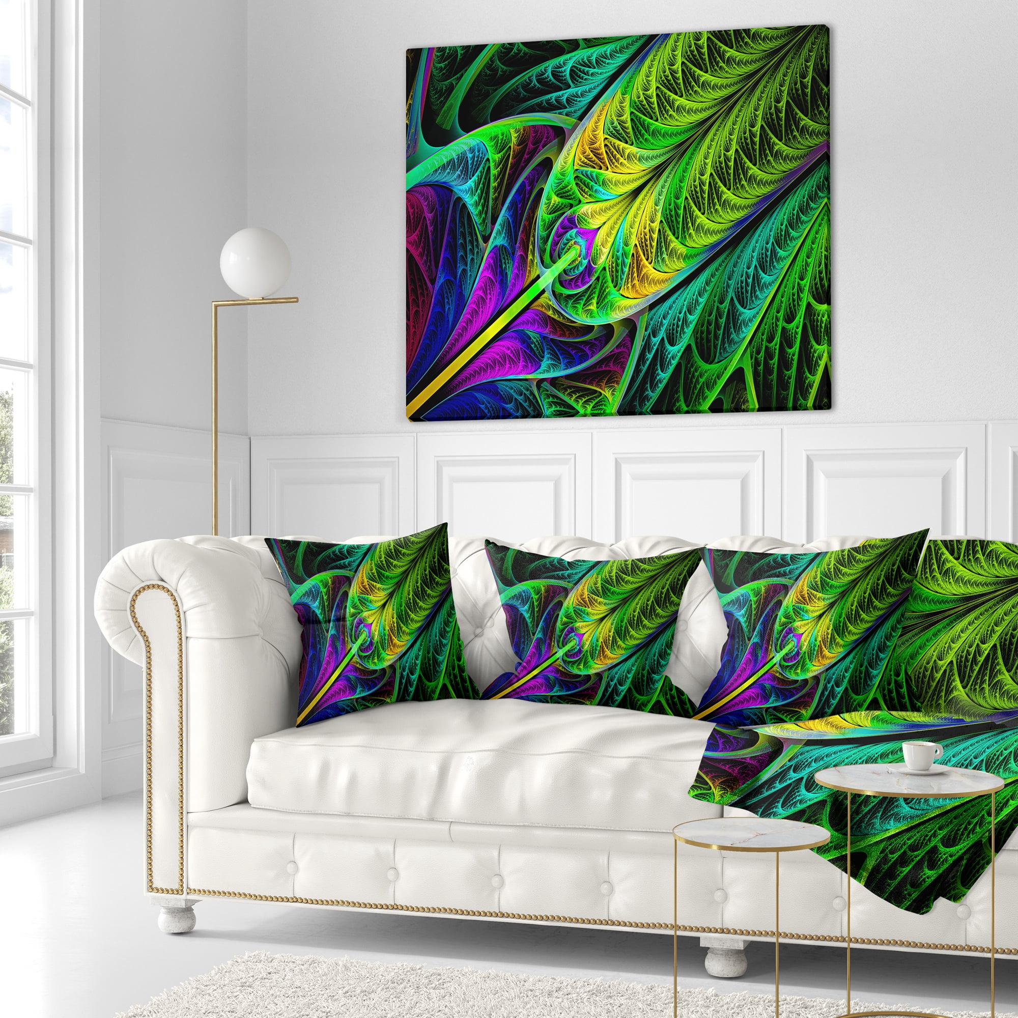 Designart Green Stained Glass Texture - Abstract Throw Pillow - 16x16