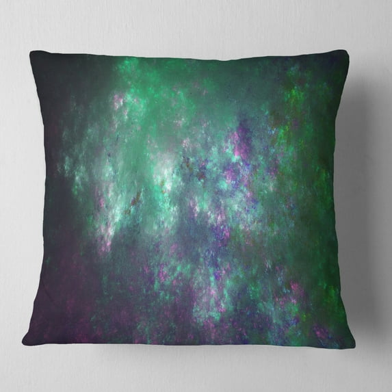 Designart Green Starry Fractal Sky - Abstract Throw Pillow - 18x18