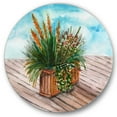 thumbnail image 1 of Designart 'Green Stems With Yellow Spikelets of Houseplant' Traditional Circle Metal Wall Art 23x23 - Disc of 23, 1 of 5