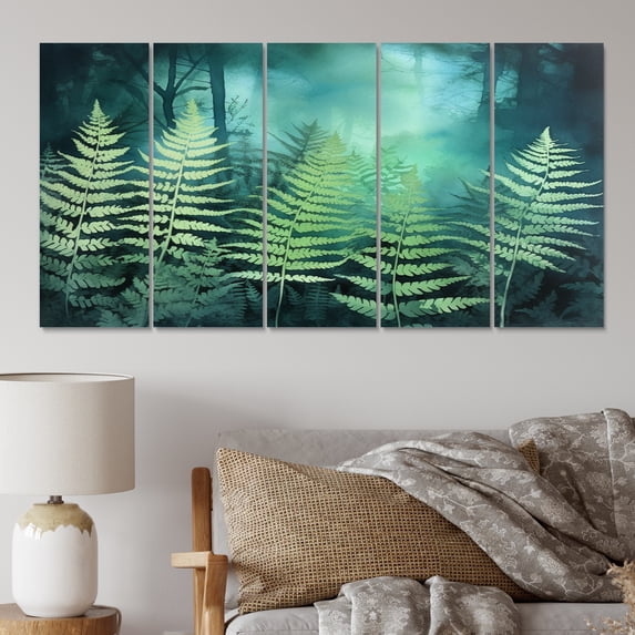 Designart "Green Teal Fern Flowers Fonds Lush Foliage" Floral Art Living Room Set