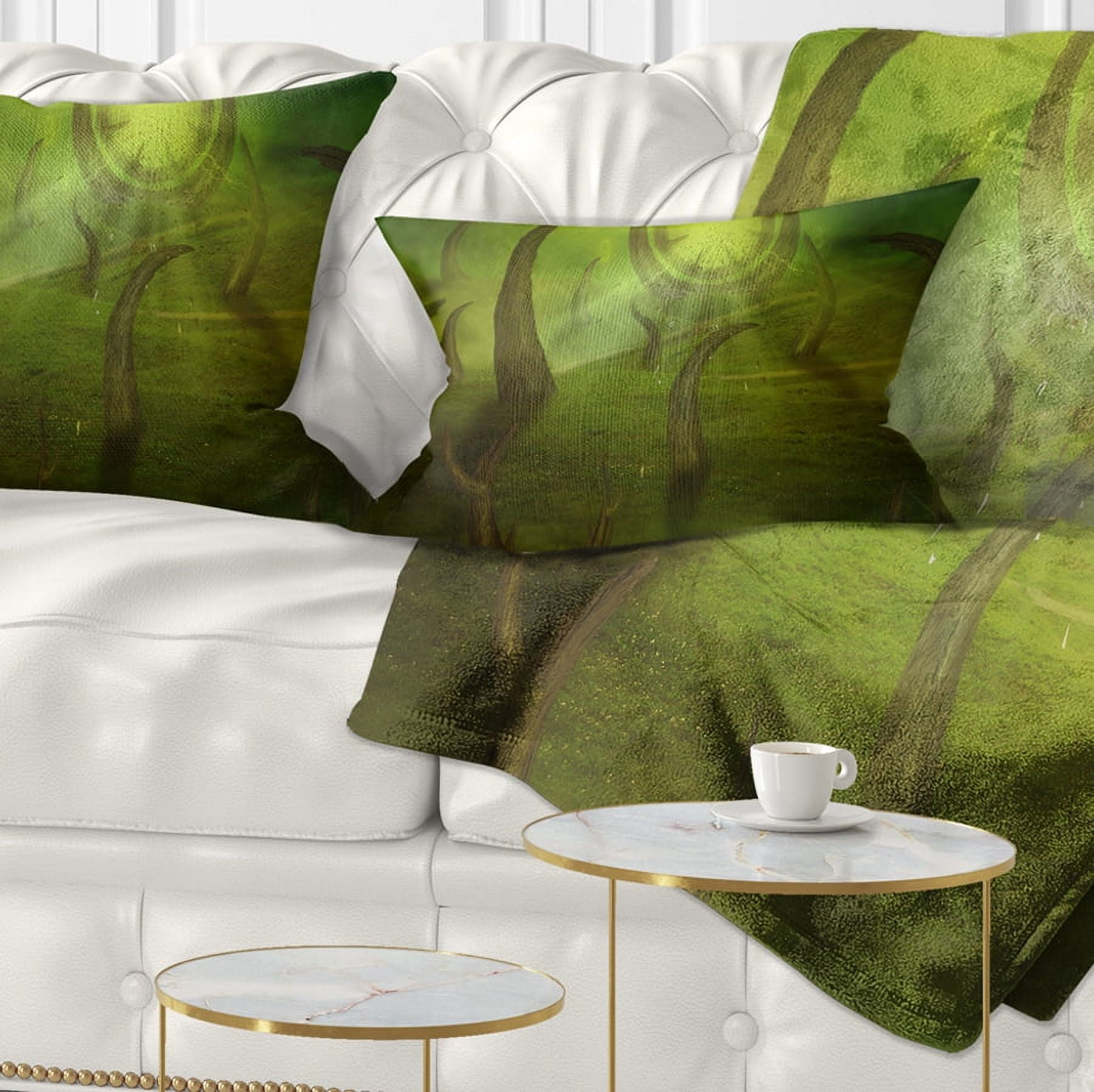 Designart Green Time Travel - Abstract Throw Pillow - 12x20