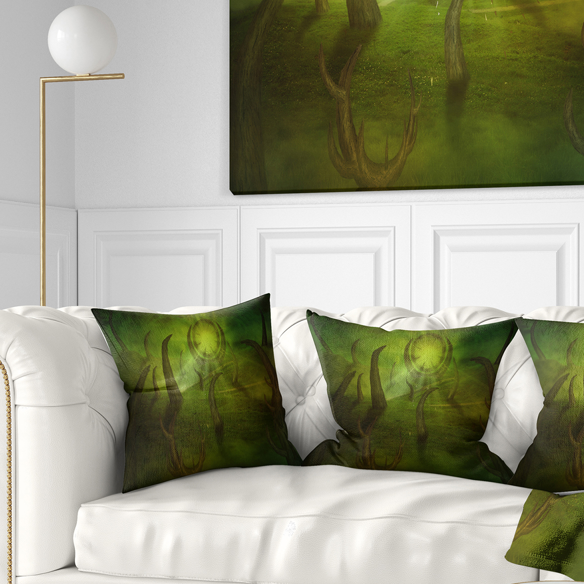 Designart Green Time Travel - Abstract Throw Pillow - 18x18