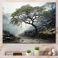 thumbnail image 1 of Designart "Green Tree Monochrome gracefulness" Floral Wall Art Living Room, 1 of 5