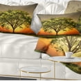 thumbnail image 1 of Designart Green Tree against Setting Sun - Trees Throw Pillow - 12x20, 1 of 5