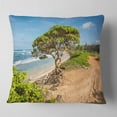 thumbnail image 1 of Designart Green Tree on Beach in Kauai Hawaii - Seashore Throw Pillow - 18x18, 1 of 4