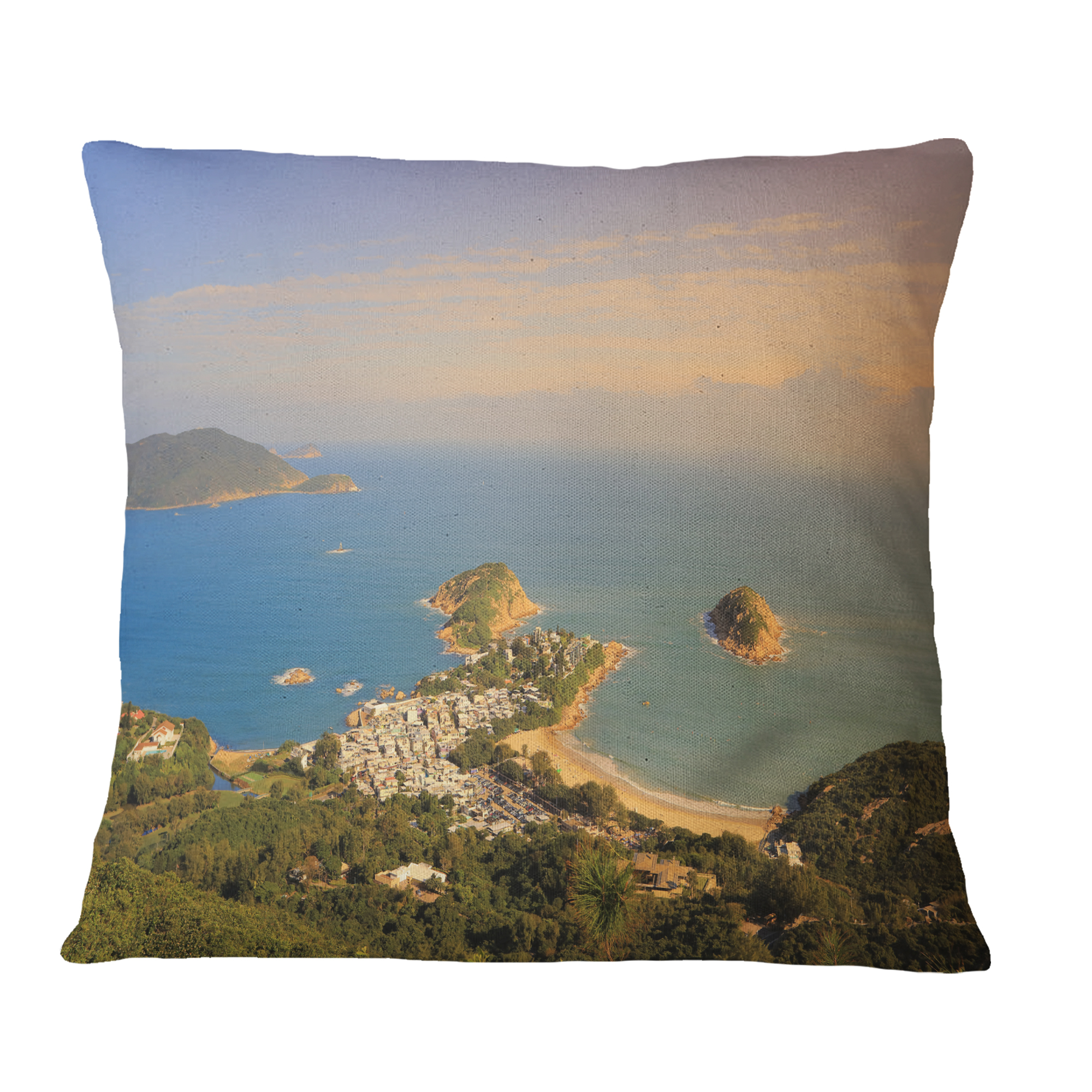 Designart Green Tropical Hiking Route - Seashore Wall Throw Pillow - 16x16