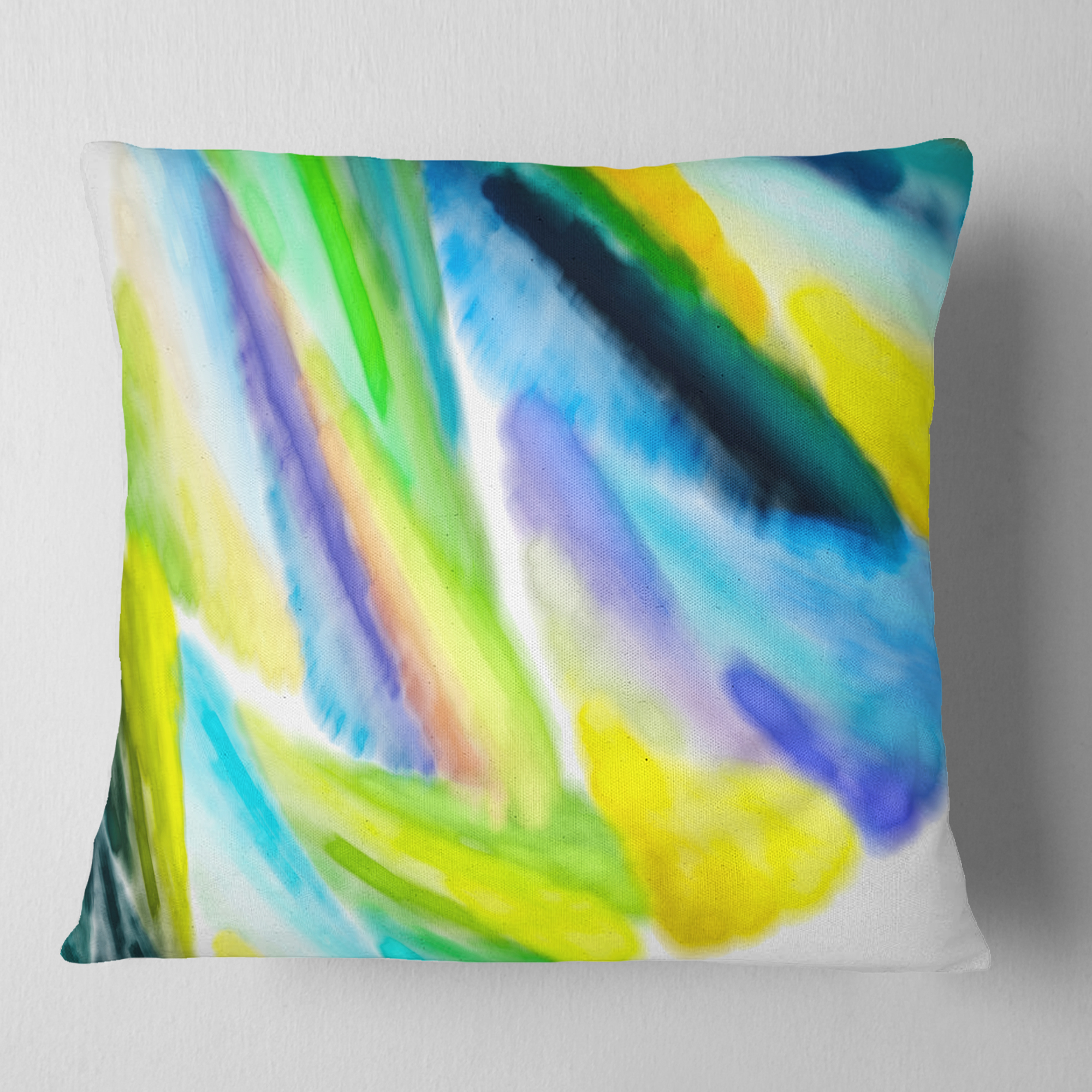 Designart Green Vibrant Brushstrokes - Abstract Throw Pillow - 16x16