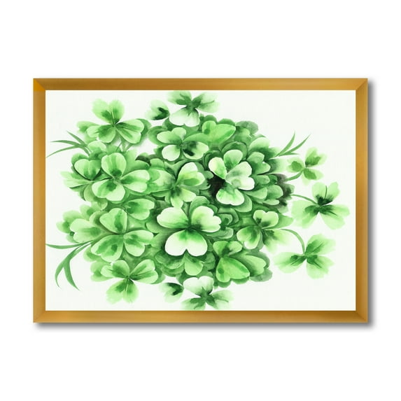 Designart 'Green Vintage Leaves of Shamrock' Traditional Framed Art Print