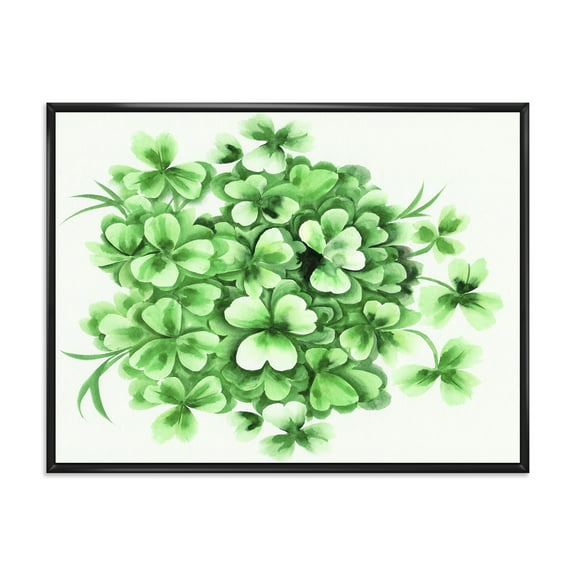 Designart 'Green Vintage Leaves of Shamrock' Traditional Framed Canvas Wall Art Print