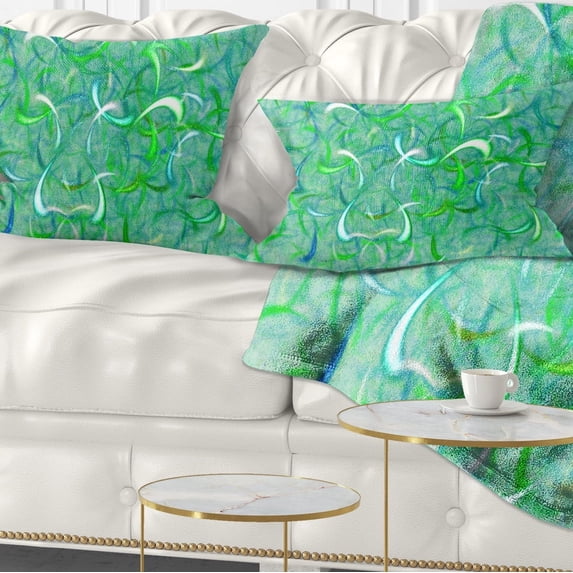 Designart Green Watercolor Fractal Pattern - Abstract Throw Pillow - 12x20