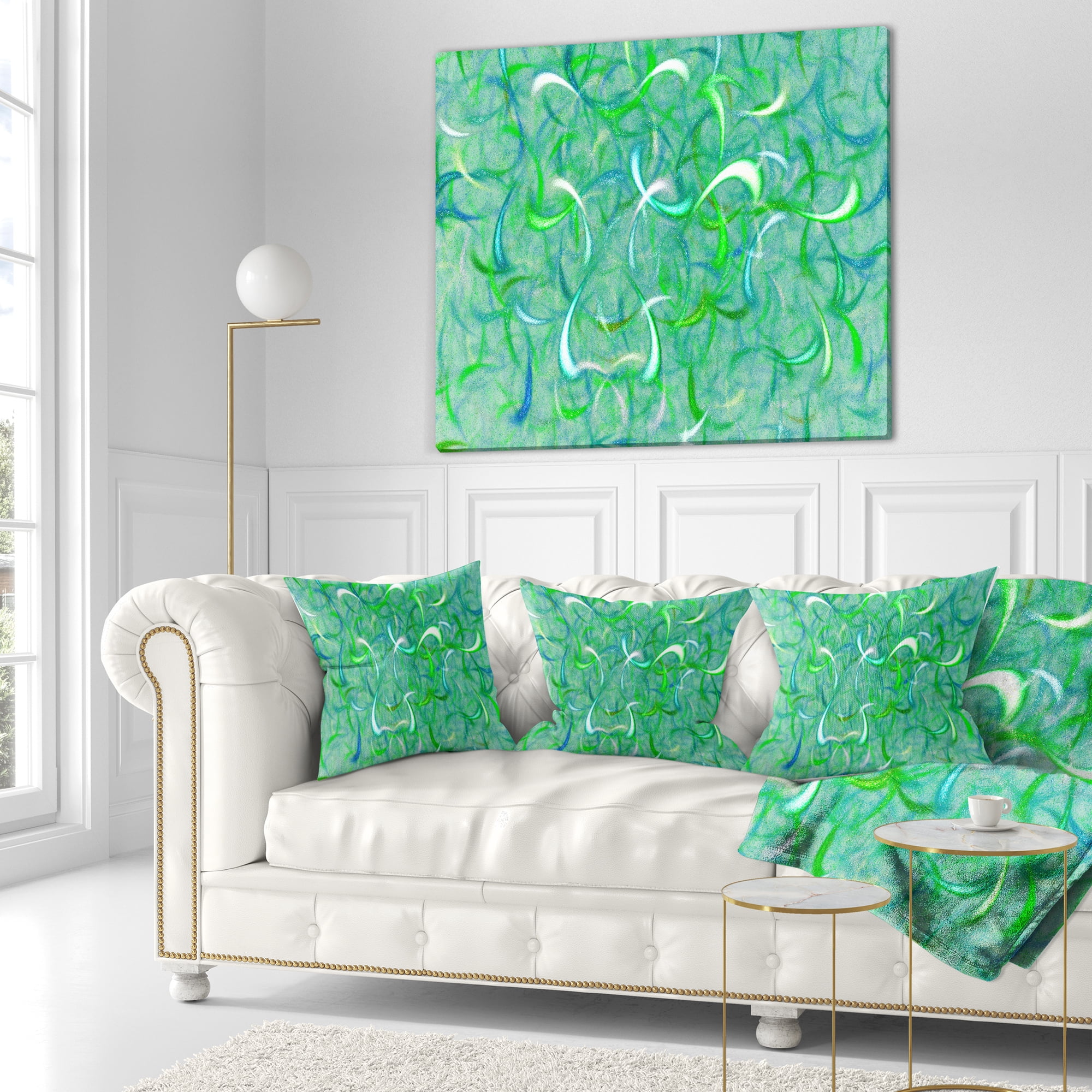 Designart Green Watercolor Fractal Pattern - Abstract Throw Pillow - 16x16