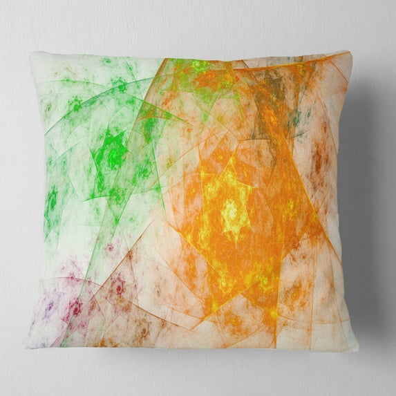 Designart Green Yellow Rotating Polyhedron - Abstract Throw Pillow - 18x18
