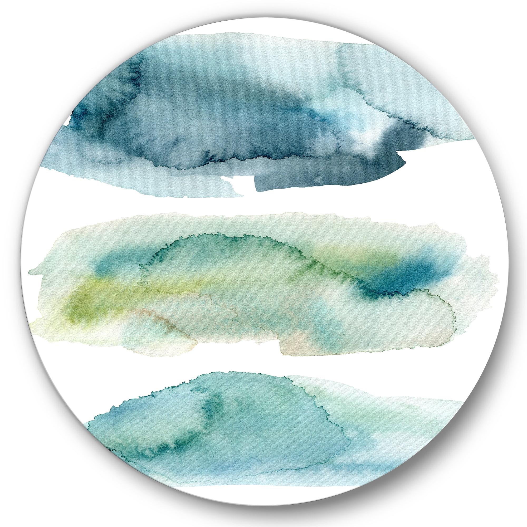 Designart 'Green and Blue Clouds' Modern Circle Metal Wall Art 29x29 - Disc of 29