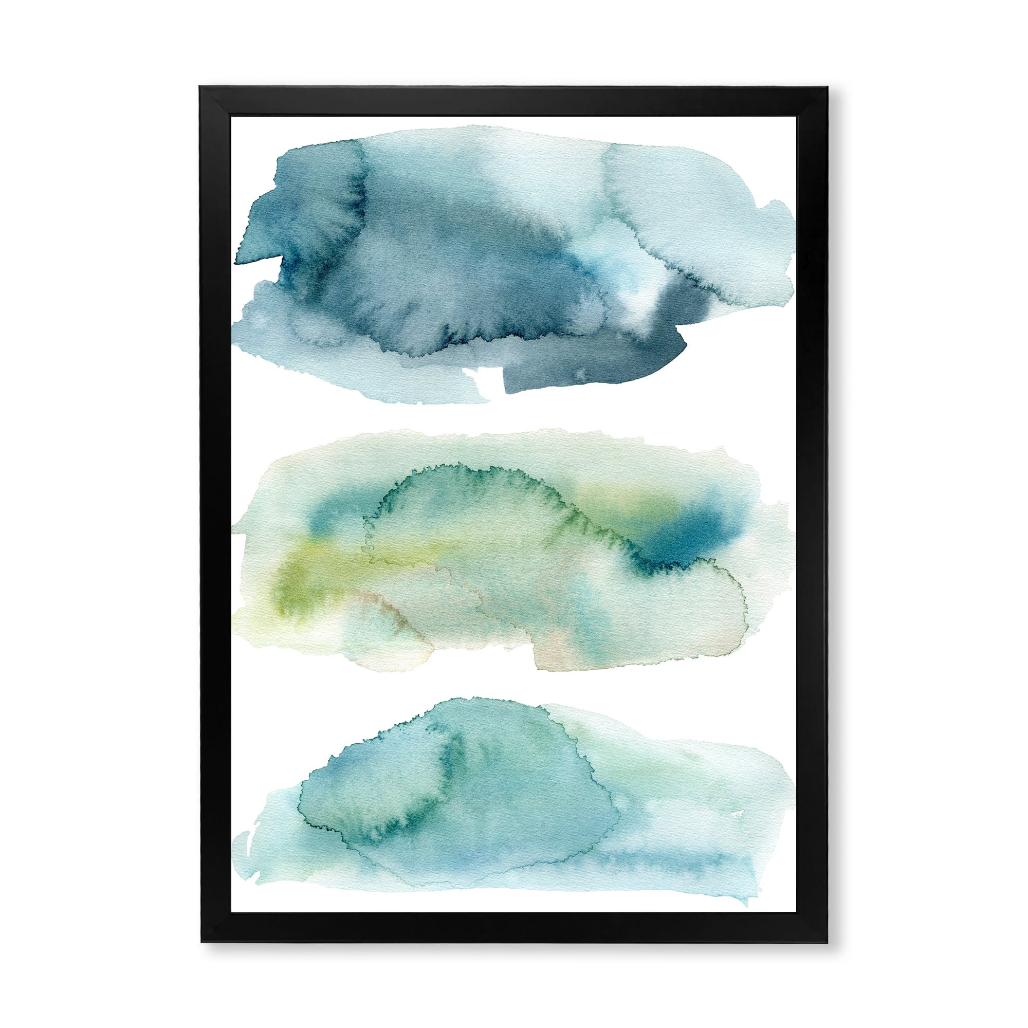 Designart 'Green and Blue Clouds' Modern Framed Art Print