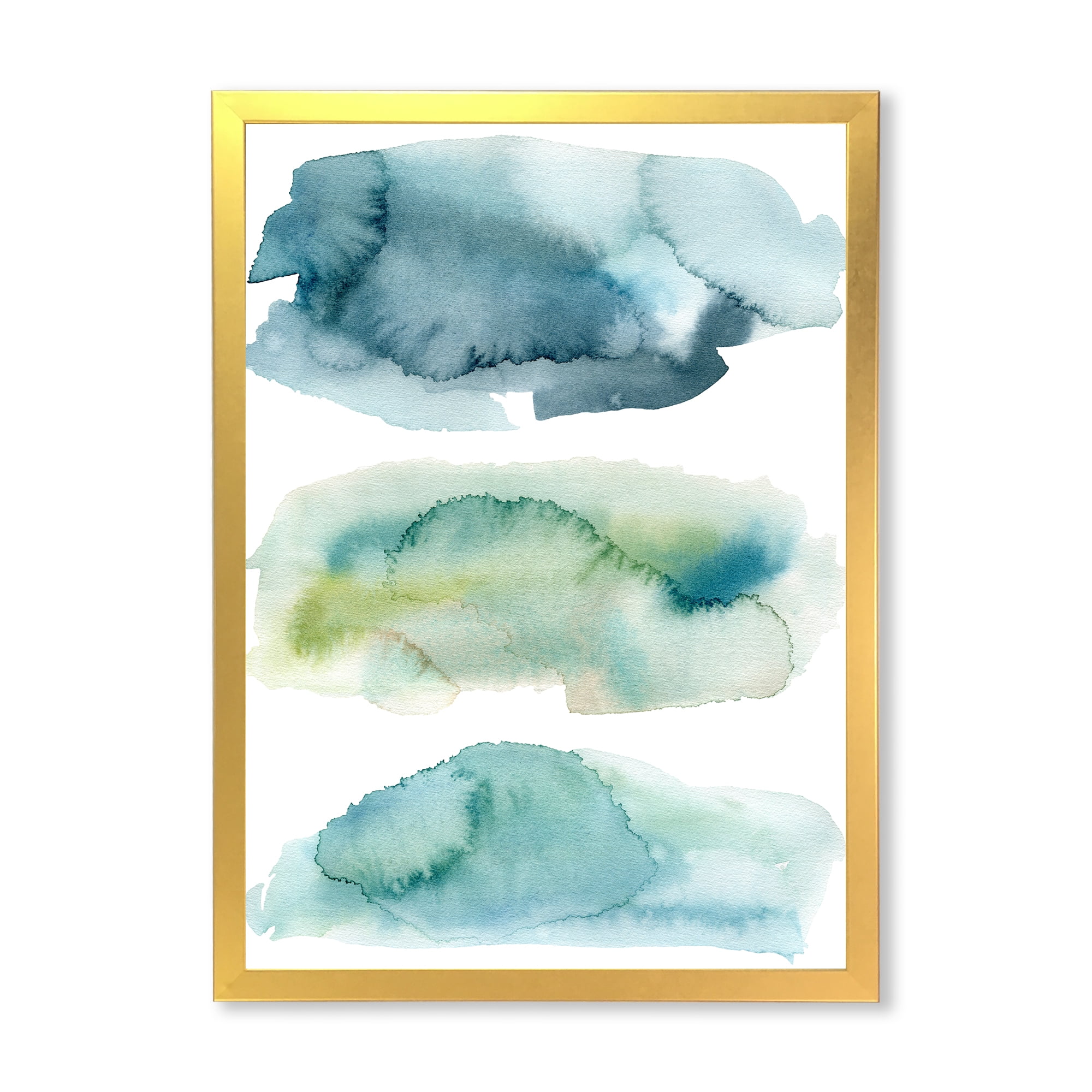 Designart 'Green and Blue Clouds' Modern Framed Art Print