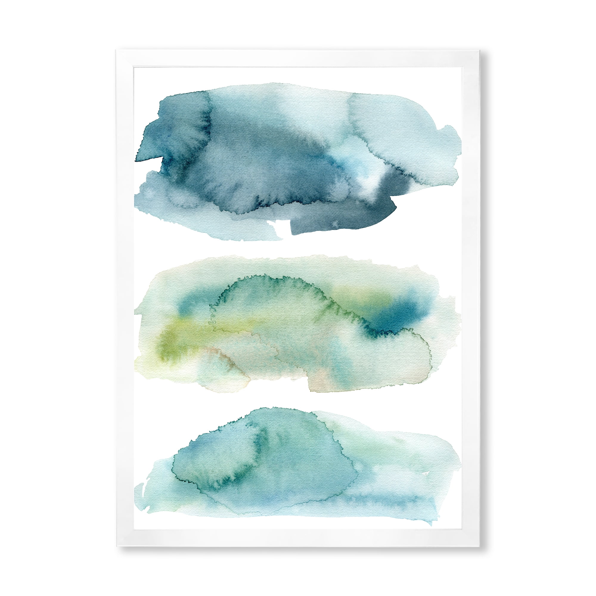 Designart 'Green and Blue Clouds' Modern Framed Art Print